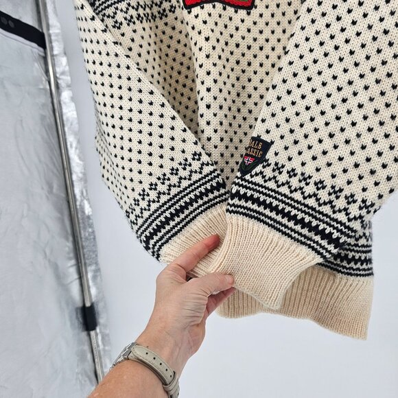 VTG Dale of Norway Wool METAL Clasp Sweater Pullover S FAIR ISLE NORDIC Birdseye - Picture 12 of 14